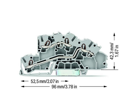 WAGO Piętrowa złączka instalacyjna 4 mm² L/L Push-in CAGE CLAMP® szara 2003-7642