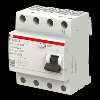 ABB Wyłącznik różnicowo-prądowy FH204-A-25/0,03; 4-polowy; typ A; I=25A; In= 30mA