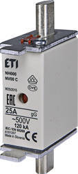 ETI Wkładka topikowa przemysłowa zwłoczna KOMBI NH-000/gG 25A 500V