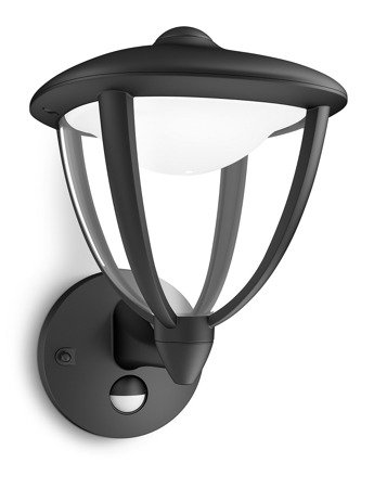 PHILIPS myGarden Kinkiet ogrodowy zewnętrzny czarny ROBIN IR z czujnikiem ruchu IP44 LED 1x4,5W 430lm ciepła biel 15479/30/16